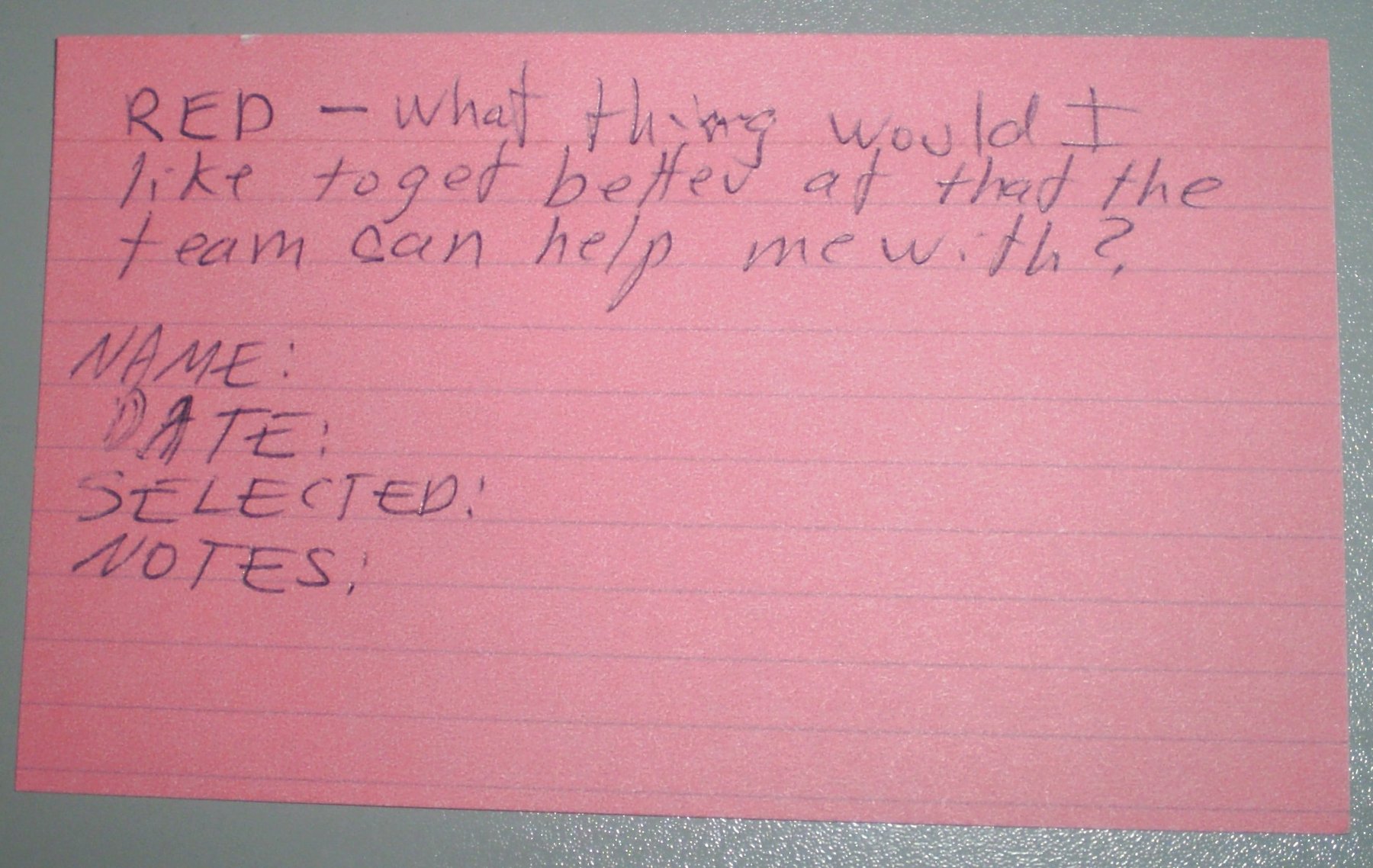 A sample red card