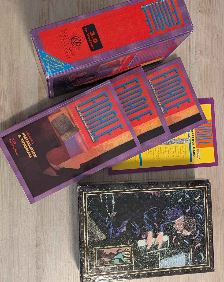 Picture of Finale Music Notation Software Product Boxes, circa 1995